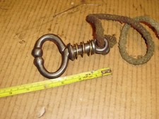 Vintage wrought iron & brass sprung bull's/cattle nose ring & short lead
