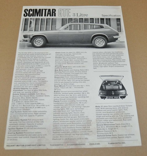 Reliant scimitar gte brochure - gte,