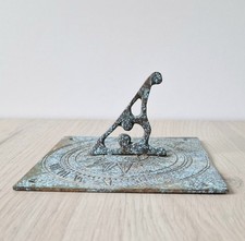 Small Antique Bronze Sundial Plate Sun Ray Engraving Verdigris Roman Numerals 