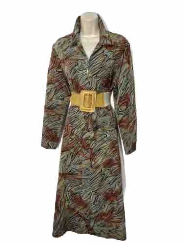 Green brown midi dress long