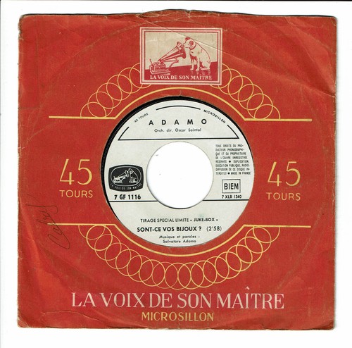 Adamo vinyl rpm juke box - rpm, 7
