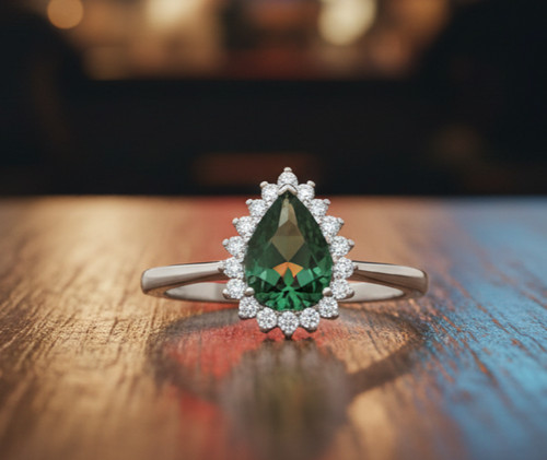 Sterling silver emerald - sterling, pear