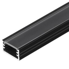 1m surface MT2 12x7mm LED profile extrusion channel black anodized, diffuser