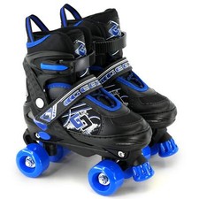 Kids Adjustable 4 Wheel Blue Quad Roller Skates Girls & Boys Adjustable Sizes