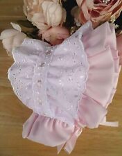 Baby Bonnet Hat White Pink