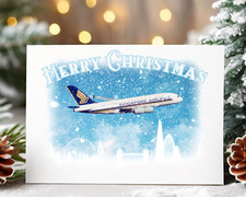 Singapore Airlines Airbus A380 Merry Christmas Card Xmas Crimbo Greeting Plane