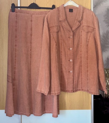 Linen skirt suit - linen, pola