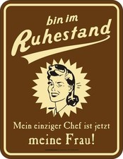 Tin Sign Retired - Boss Is My Wife Fun Sign Aluminium Embossed Printed