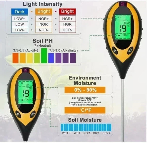 Digital soil ph tester - 4-in-1,