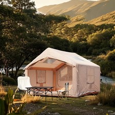 Inflatable Tent for Camping 6-8 Person 7.5m2 with Hand Pump  Windows Beige