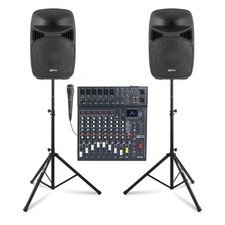 Vonyx VPS102A Compact PA System for Band - 10" Speaker, Mixer & Stands