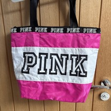 Victoria's Secret Pink Black White Logo Tote Bag for Gym Beach