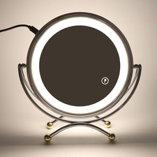 Lighted Makeup Mirror Home Tabletop 3 Color Light Dimmable 3X Magnifying Van HOT