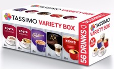 TASSIMO Variety Box 56 ☕☕ T Discs Pods Coffee Latte Cappuccino Americano Cadbury