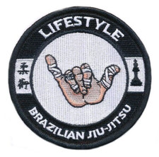 Brazilian Jiu Jitsu Lifestyle Patch Iron-on Badge Shaka Hand BJJ Gi Kimono Bag