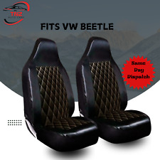 1+1 LUXURY BLACK QUILTED DIAMOND LEATHER FRONT SEAT COVERS-FOR VW BEETLE