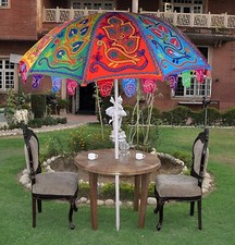 Garden Umbrella Outdoor Large Sun Shade Cotton Embroidered Parasol Patio