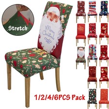 1/2/4/6PCS Christmas Chair Covers Dining Room Stretch Banquet Seat Cover Party