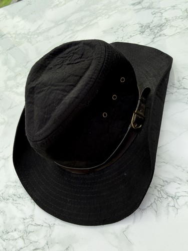 Cowboy hat black cotton - black, waxed