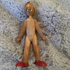 Vintage Wooden Peg Doll 7”