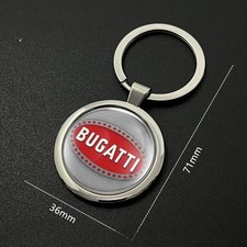 Bugatti Metal Keychain Keyring Resin Domed Emblem Handmade Steel Key Fob