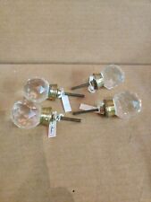 4 Beautiful Round Shape Clear Cut Glass Kitchen Cabinet Drawer Pull Knob 