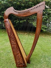 22 String Harp Celtic Irish Solid Wood Traditional With Tuning Key Wrench & Bag