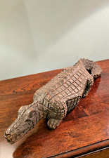 Antique African Carved Wooden Crocodile Statue