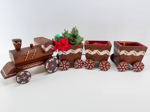 Vintage wooden christmas - wooden, train
