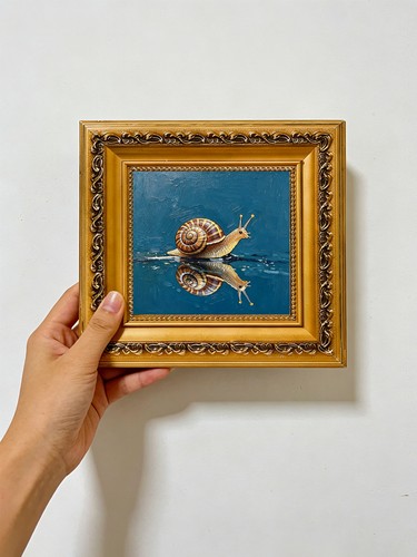 Garden snail with reflection - garden,