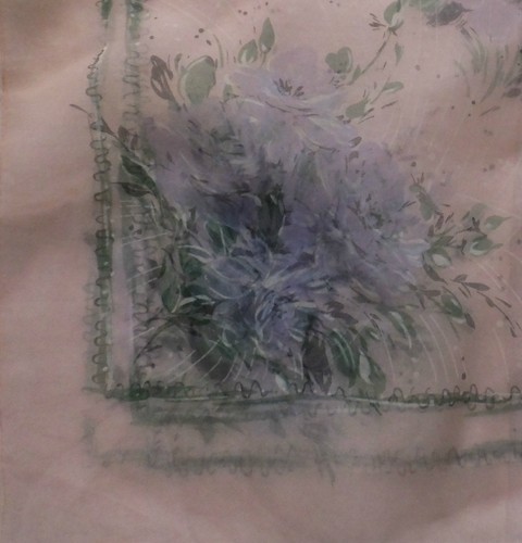 Vintage silk scarf pink with - scarf,
