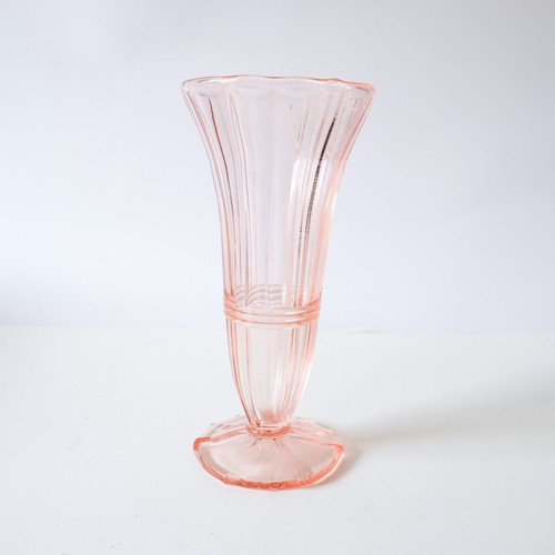 Vintage pink glass tulip vase - tulip,