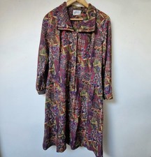 Vintage Norman Size 18, Linton Midi Dress, Patterned, Purple Autumn, Green Shirt