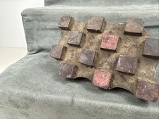 antique hand carved wooden printing block  Squares Cube Pattern As Found