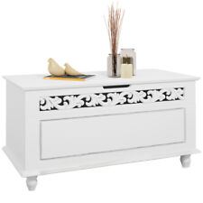White Wooden Storage Chest Box Bench Toy Blanket Bedding Towel Ottoman with Lid