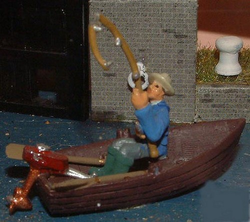 Rowing boat fisherman - , f136