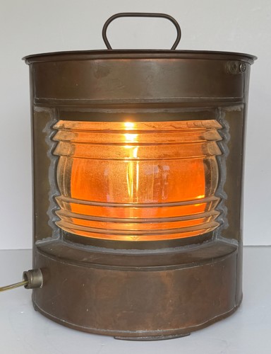 Antique copper ships lamp - antique,