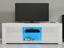 Modern 120cm LED TV Unit Stand Cabinet Sideboard White High Gloss Door Furniture