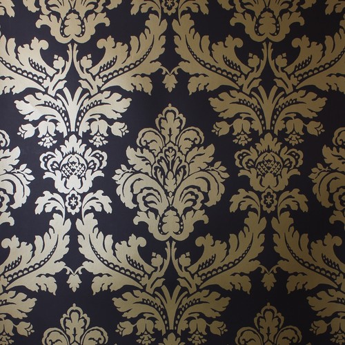 Black gold damask wallpaper - gold,