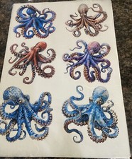 Rice Paper for Decoupage, Laser Printed OCTOPUS  A4 6 Images on a sheet
