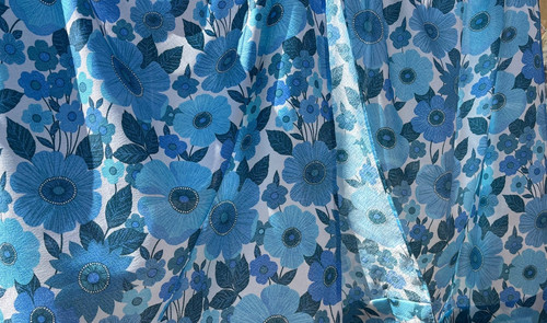 Vintage 1970 blue - blue, daisy