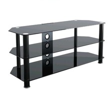 Black Glass TV Stand 100 Centimetre Black Glass / Black Legs