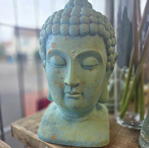 Buddha head teal blue - buddha,