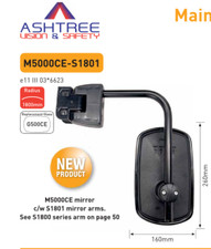 Bus, Coach Rear View Mirror 26cm x 16cm & Arm Assembly 27.5cm Throw x 32cm Drop