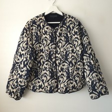 ZARA Printed Black White Oversized Patchwork Quilted Jacket L Large 12 14 