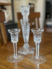 WATERFORD Set Of 3 CRYSTAL CANDLESTICK HOLDERS Christmas Holiday Art Nouveau