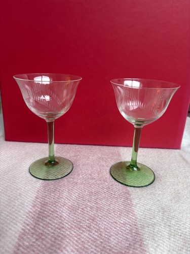 Pair etched glasses - glasses, with