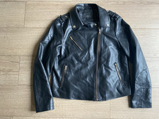 Next Women's Black Faux Leather Biker Jacket Size 16R Chest 38 - 40"