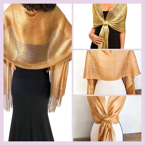 Gold shimmer evening shawl - gold,