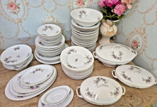 Large 74 Piece Vintage Antique Victoria Czeche-Slovakia Dinner Set Purple Flower
